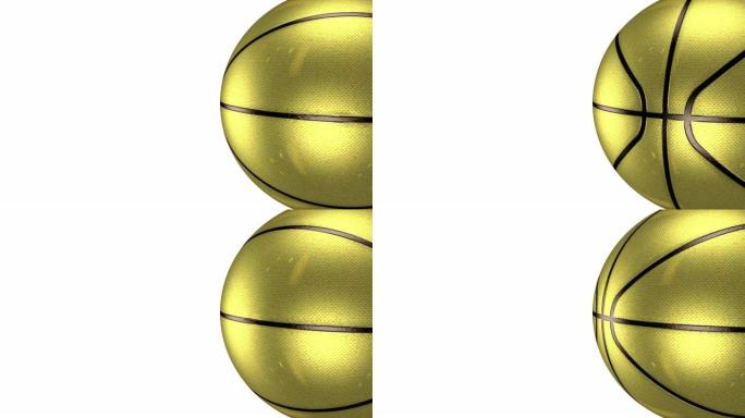 孤立的逼真的篮球在白色屏幕上旋转。无缝循环。4K