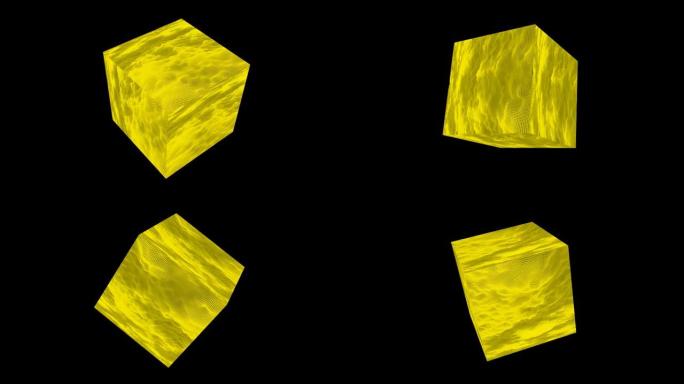 未来抽象立方体黄色辉光棕色飞越波形声音音频音乐球振荡，可视化波技术数字表面