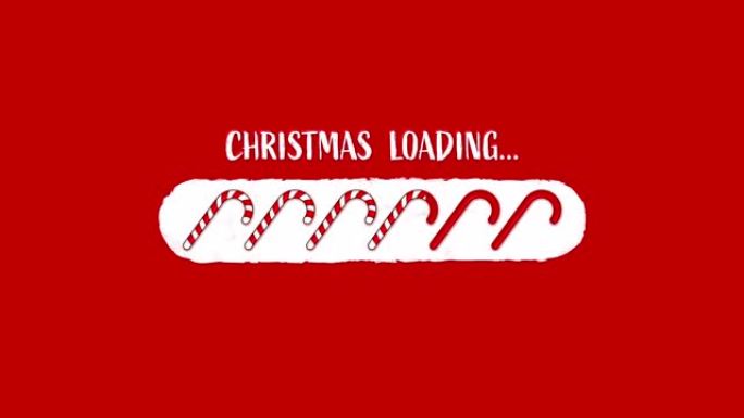 节日红色背景上的糖果手杖圣诞装载酒吧动画