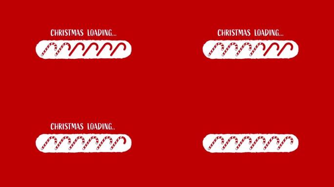 节日红色背景上的糖果手杖圣诞装载酒吧动画