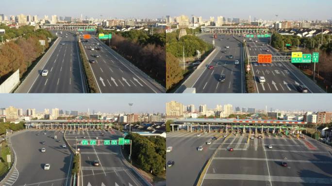4K原素材-航拍京沪高速公路，车水马龙
