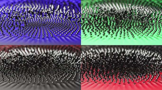 闪烁RGB金属磁流体，视觉效果看起来像液态金属。科幻，科学，玩家和VJ背景。