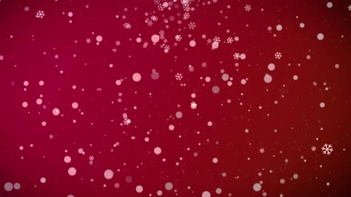 4k红色圣诞背景与雪花