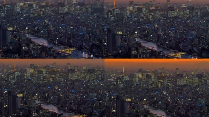 日本东京市建筑物的鸟瞰图