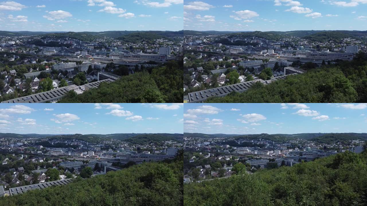 Siegerland地区Siegen市的鸟瞰图
