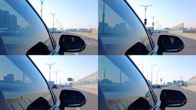 城市汽车开车第一视角后视镜视频素材99