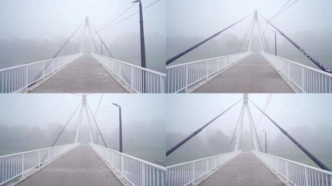 骑自行车时过河的旧桥的个人视角