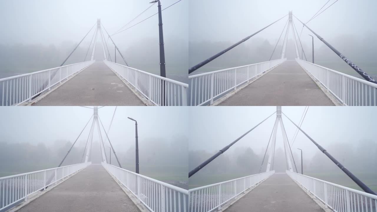 骑自行车时过河的旧桥的个人视角