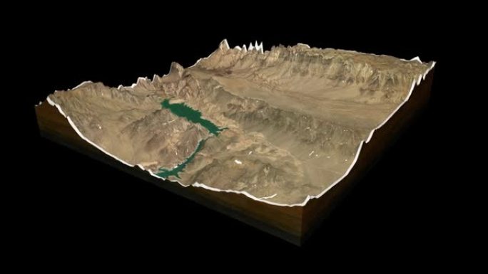 美国大峡谷地形图3D渲染360度循环动画