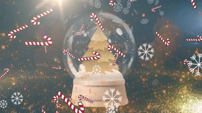 带有圣诞树的雪球动画