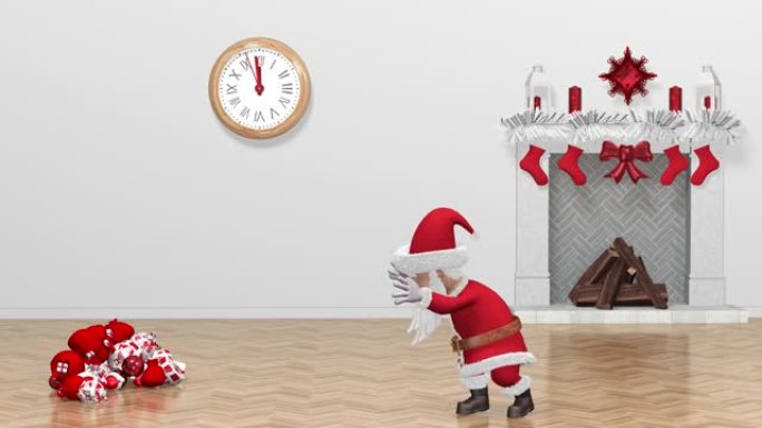 圣诞动画。圣诞老人在施魔法。礼物的圣诞树出现了。圣诞快乐，新年快乐2020动画。阿尔法频道。