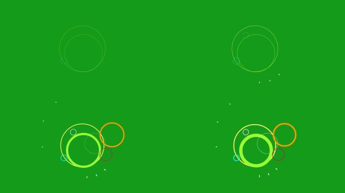 绿色屏幕背景的彩色圆圈运动图形
