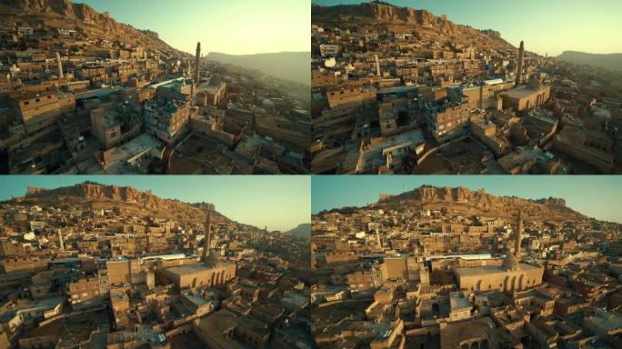 美索不达米亚中东的马尔丁市-4k无人机镜头