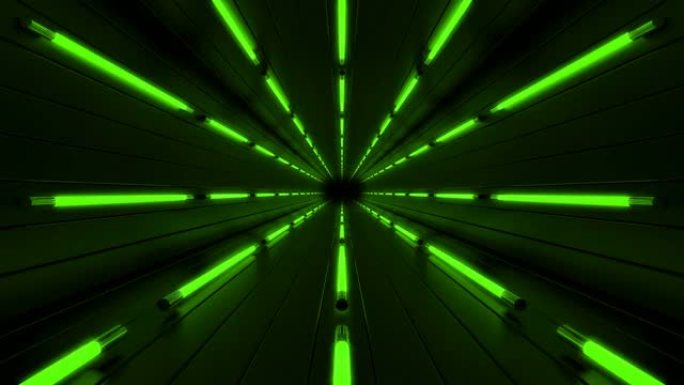 带有霓虹绿线的数字艺术环形隧道
