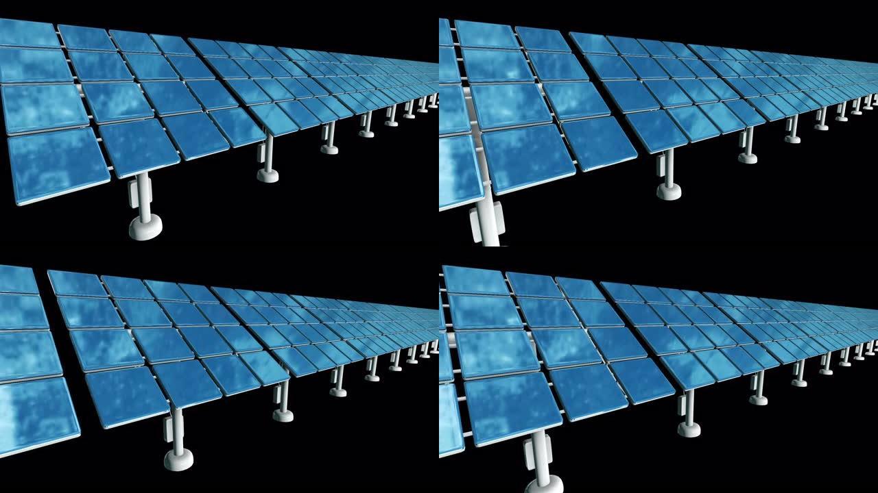 太阳能面板。3 d渲染视频