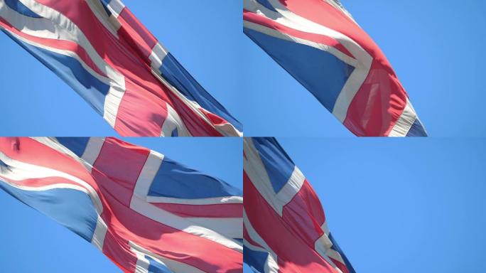 英国国旗迎风飘扬，慢镜头180帧/秒