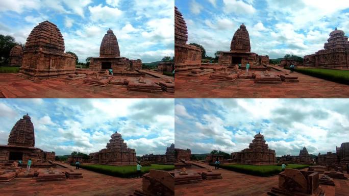 pattadakal temple complex纪念碑群令人叹为观止的石头艺术与戏剧性的天空