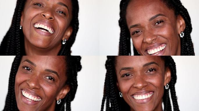 肖像黑人非洲妇女笑着微笑