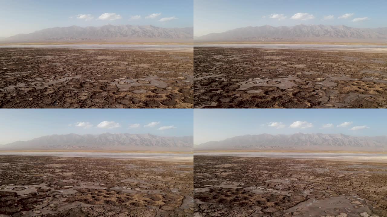 旱地，中国青海盐湖边的土壤。