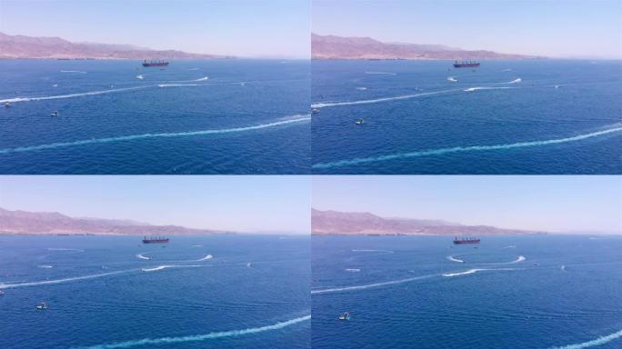 红海大型瓦斯油船与小艇架空