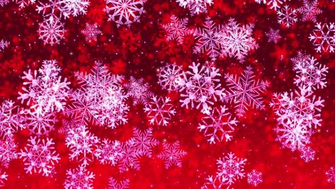 白色和红色的雪花。圣诞背景