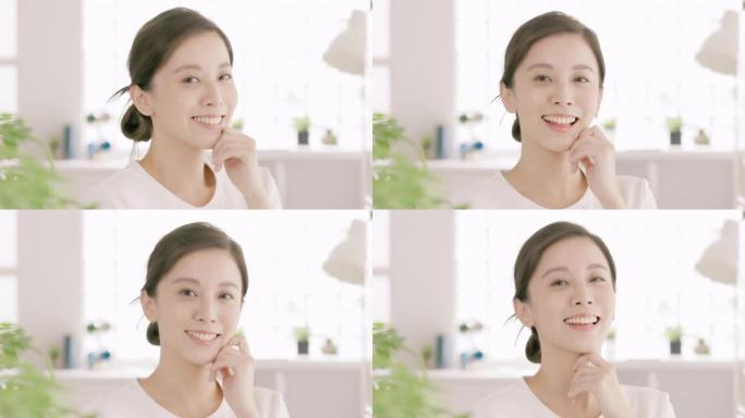 美丽的年轻亚洲女性，皮肤干净清新健康
