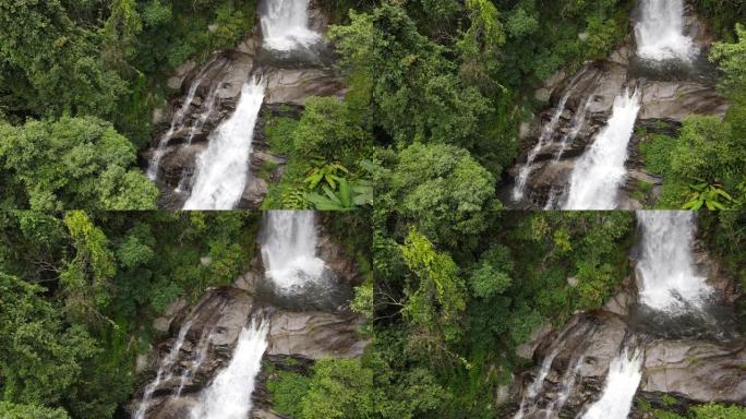 热带瀑布的空中俯视图