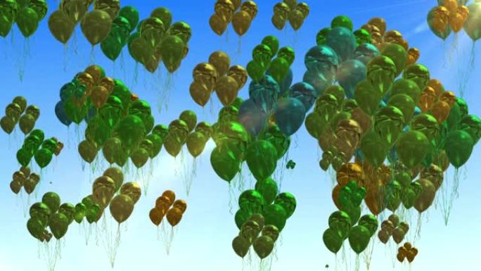 节日七彩气球飞行动画背景