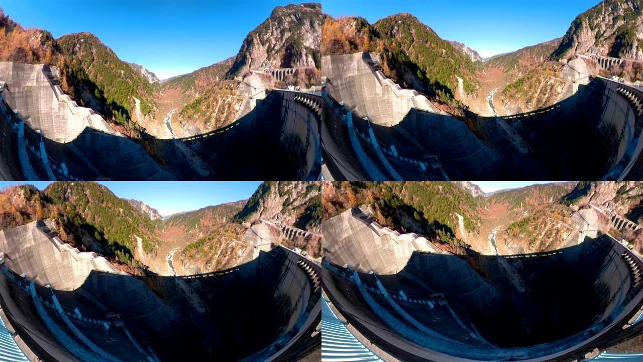 日本黑部大坝墙的360视图
