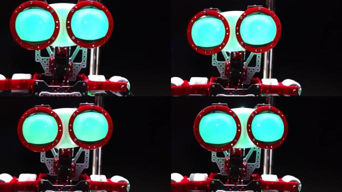 来自constructor的自制机器人，睁大眼睛，转过头