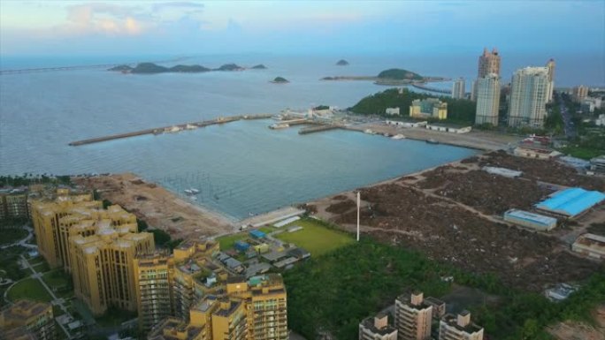 珠海城市建设工业湾空中全景4k中国