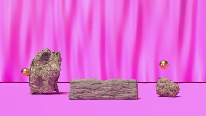 粉色场景窗帘背景摇滚集抽象运动3d渲染