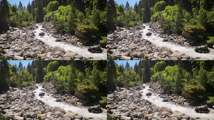 高山溪流空山水山泉水河流石