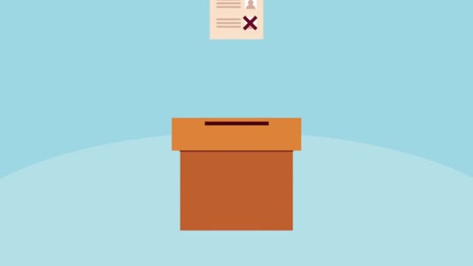 选举日民主动画与投票卡在骨灰盒