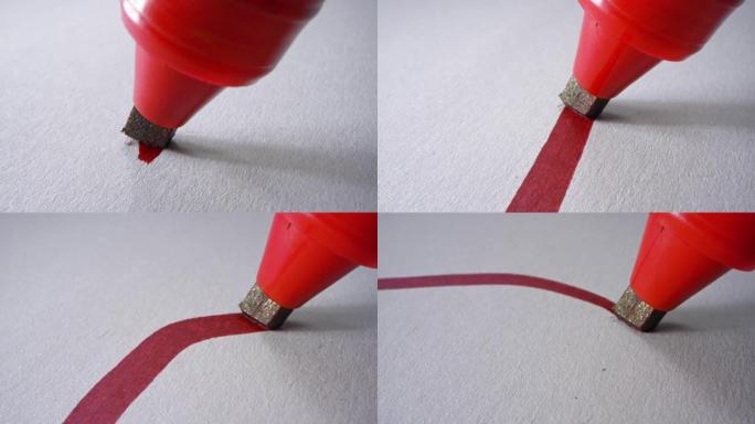 单线，红色毡尖笔画笔线条水彩笔