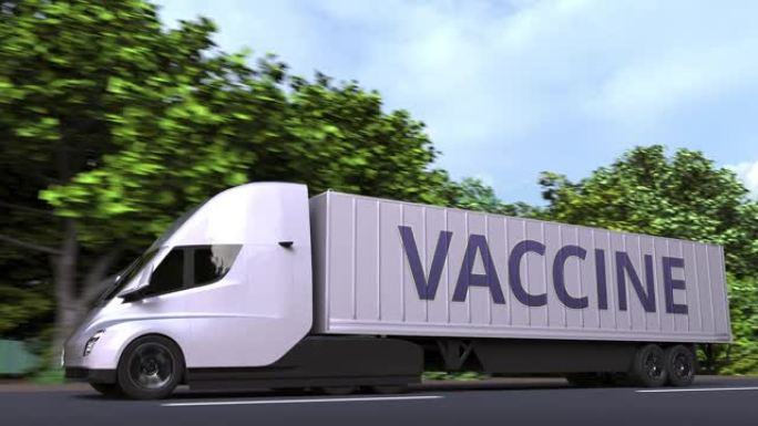 拖车运送疫苗，可循环3D动画