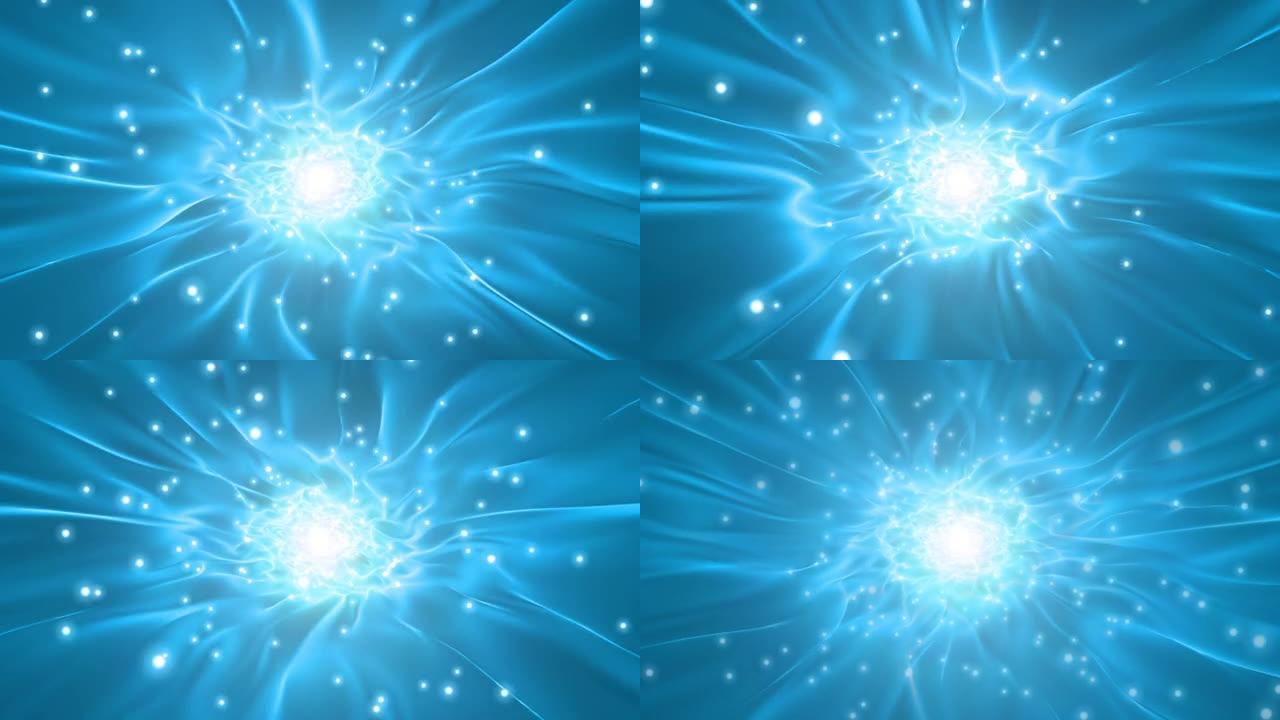 蓝色粒子隧道翘曲循环动画