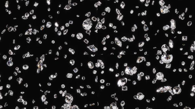 美丽闪亮的钻石宝石落在慢动作-4k无缝循环运动背景动画