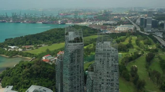 新加坡城市现代公寓综合港湾空中全景4k