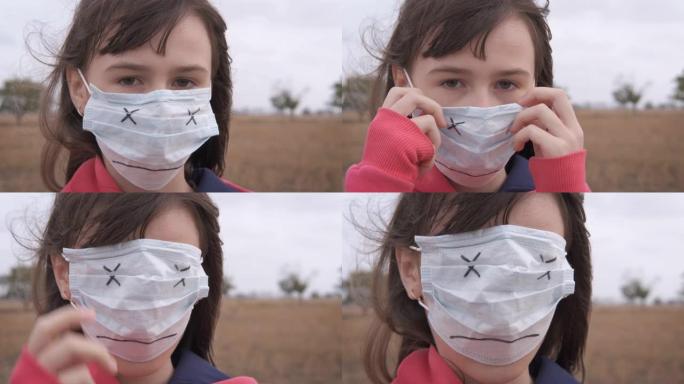 戴呼吸面罩的孩子。