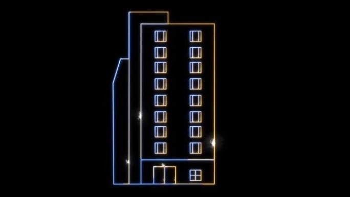 数字建筑正面和旁边的公寓和清洁能源围绕建筑未来全息现代技术移动