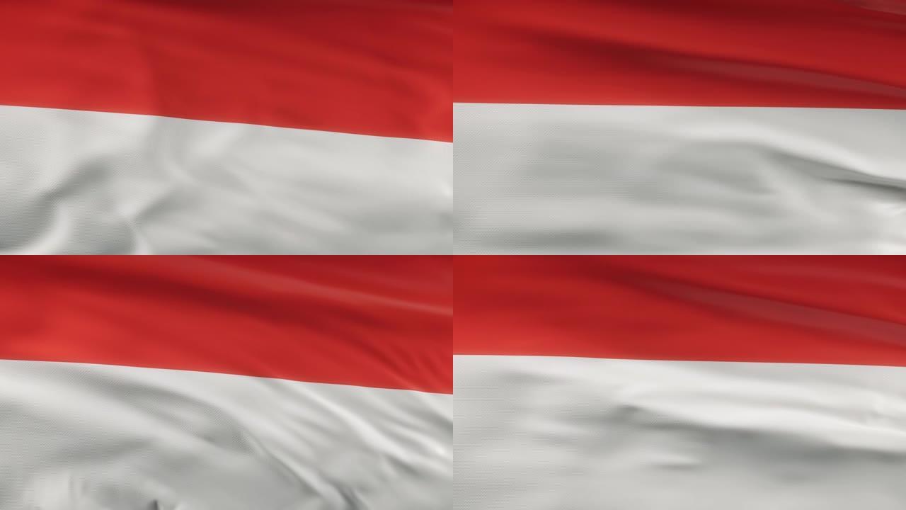 摩纳哥国旗飘扬在风seamles循环三维动画。4 k的决议
