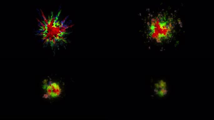 彩色粉末粉尘爆炸，阿尔法通道4K