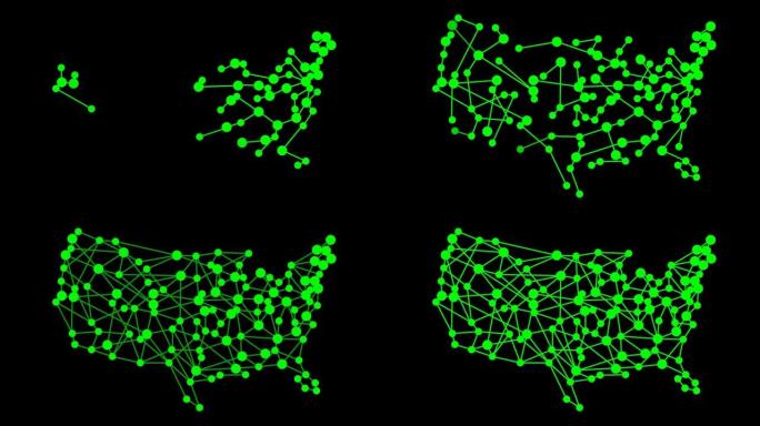 带地图和链接的抽象美国网络