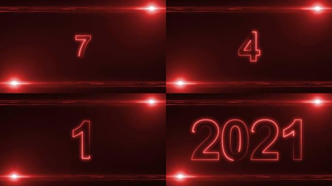 新年2021倒计时红色彩色抽象动画