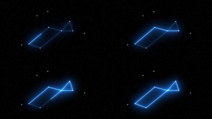 天琴座-带有星域空间背景的动画十二生肖星座和星座符号