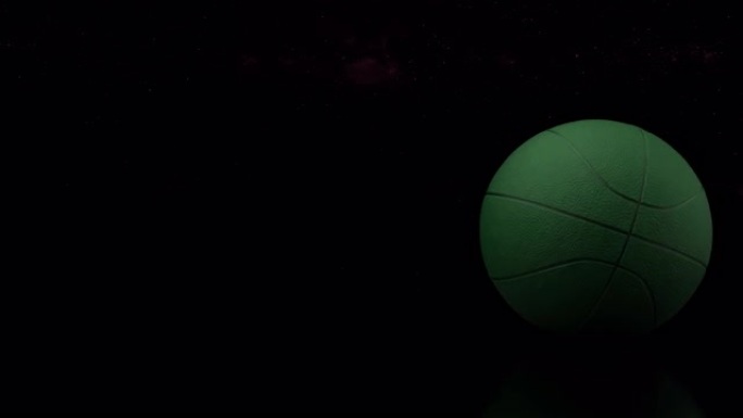黑暗背景上的篮球球的3d设计。宇宙和星星背景上滚动篮球的循环动画。