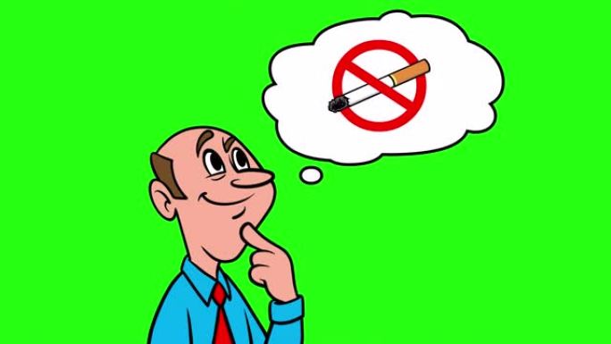 男人想禁烟- 4k动画与绿色背景