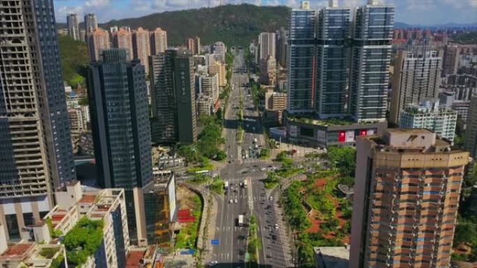 珠海市容晴天主要交通道路隧道空中全景4k中国