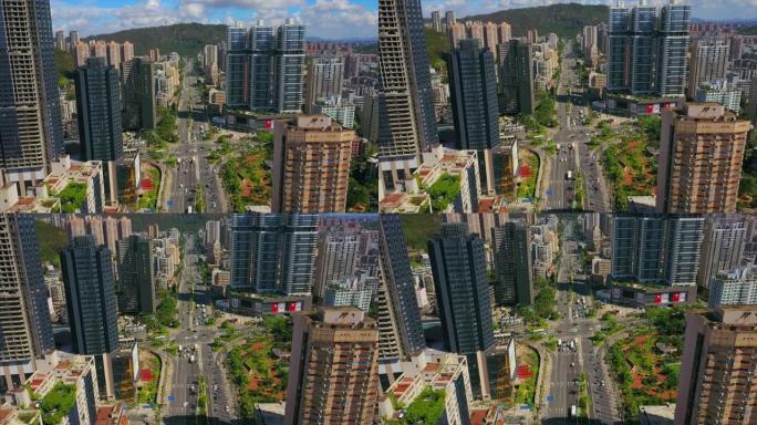 珠海市容晴天主要交通道路隧道空中全景4k中国